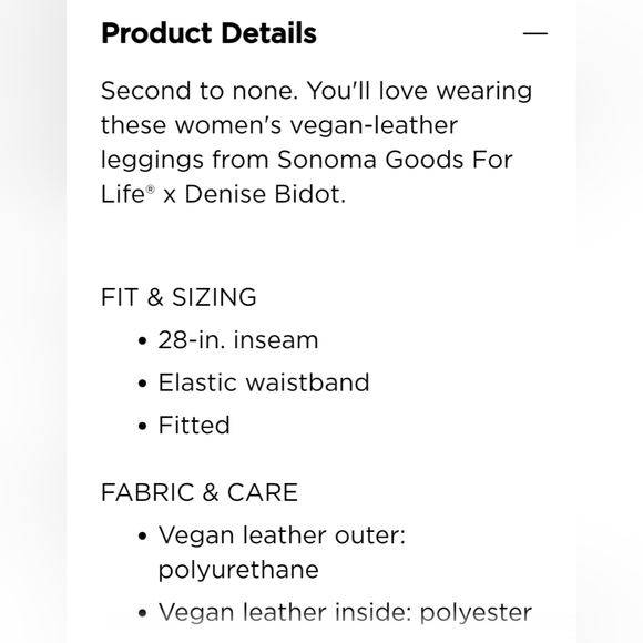 Sonoma x Denise Bidot Vegan Leather Leggings Plus Size 3X Black Pants Faux Moto - Picture 8 of 14